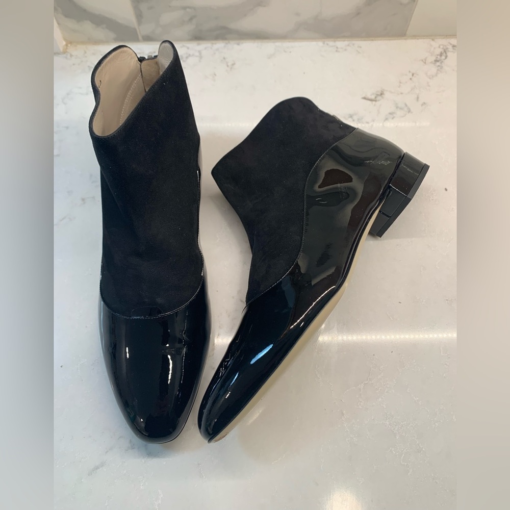 Giorgio Armani Black Patent Leather Tux Boots Size 40 9.5